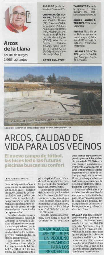 Calidad de vida para los vecinos de Arcos de la Llana